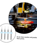 Pro Grade 30 Piece Nozzle Kit And PCB Drill Bit Set For 3D Printer Nozzles Unclogger Kit shown with orange print in progress
