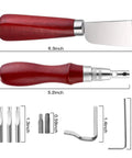 7 In 1 Pro Grade Leather Groover Tool And Cutting Knife Set with accessories, showcasing handle and blades on white background