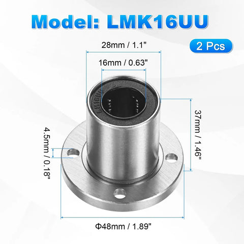 Top Shelf LMK16UU Linear Ball Bearings With 16mm Bore And 28mm Outside Diameter for smooth glides, round flange bushings.