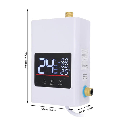 No Drama On Demand Hot Water Tankless Electric Water Heater With Slick Lcd Touchscreen US Plug 110 Volt Compact setup with LCD display.