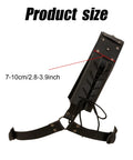 Close-up of Medieval Sword Holster Back Strap showing adjustable size, 7-10cm width in black PU leather for cosplay and LARP.