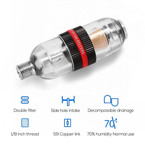 Mini Airbrush Air Filter Moisture Trap With One Eighth BSP Threads And Oil Water Separator, double filter, 1/8 inch thread