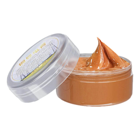 Open jar of copper paste labeled as Electrical Grease Conductive Paste For Automotive And Electronics Copper Anti Seize Compound High Temperature