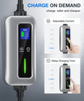 Level 2 EV Charger, 40 Amp, 240V Portable With 25ft Cable SAE J1772 Plug NEMA 14-50P Adjustable Current And Delay Timer