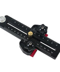 Rock Solid Aluminum Thin Rip Jig For Precision Woodworking Projects Built Tough, featuring adjustable knobs for exact width cuts.