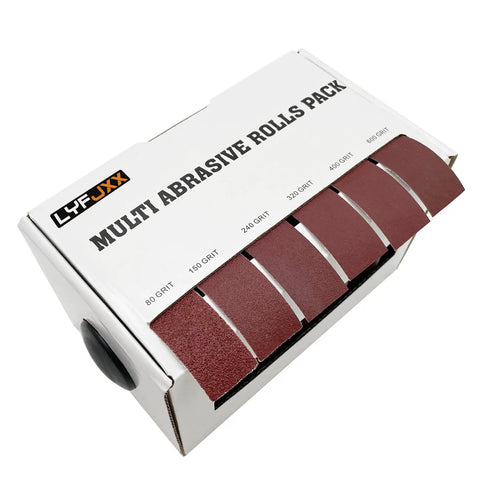 Box of Emery Cloth Roll Set Six Grits 80 150 240 320 400 600 Pro Grade Heavy Duty For Woodworking And Metal
