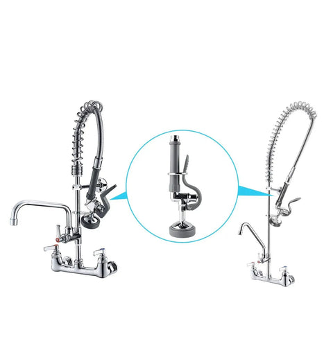 Pre Rinse Sprayer For Commercial Kitchen Sinks With Handle 1.42 GPM High Pressure Dish Spray Head Chrome Finish