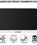 XXL Large Gaming Mouse Pad 31.5 by 15.7 Inch Extended Desk Mat with Micro Weave Cloth Water Resistant Non Slip Base Black
