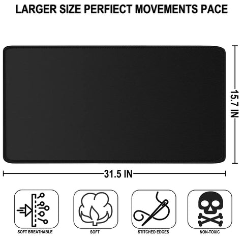 XXL Large Gaming Mouse Pad 31.5 by 15.7 Inch Extended Desk Mat with Micro Weave Cloth Water Resistant Non Slip Base Black