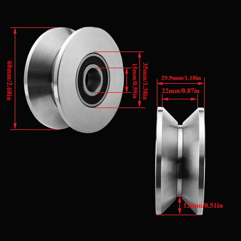 Beefy Build Sliding Gate Rollers With Stainless Steel V Groove Wheels And Cable Pulley Block Quiet Smooth Operation For Barn Doors