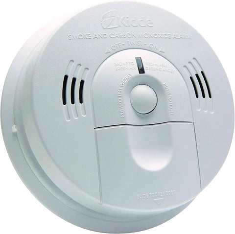 Hardwired Smoke And Carbon Monoxide Detector Interconnected Combo Alarm with Battery Backup, LED indicators, and voice alerts.