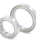 Beefy High Load Ball Bearing Set 6900 ZZ 2RS Thin Walled Steel With Rubber Covers, front view of two bearings.