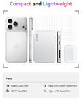 MagSafe Magnetic External SSD With Built-In SD And TF Card Reader, All-In-One 100W PD Charging shown next to phone and case