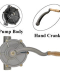 Aluminum Drum Rotary Hand Pump For 30 To 40 Gallon Gas And Diesel Caddy, Easy To Handle, One And A Quarter Inch Inlet And Outlet Pipe, Portable Oil Transfer Pump For Fast, Reliable Fuel Moves, pump body and hand crank