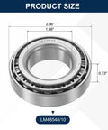 Beefy High Load Tapered Roller Bearing Cone And Cup Set with Chrome Steel Build, dimensions 1.36 in bore, 2.56 in OD, 0.73 in thick