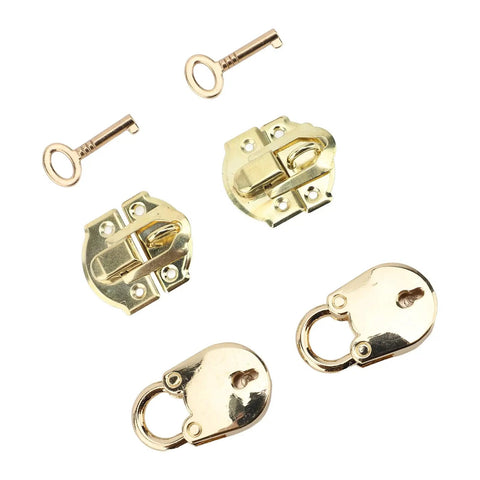 Vintage Hasp Latch Lock Set For Jewelry Boxes And Wooden Cabinets with keys, glossy rustproof zinc alloy and iron construction.