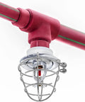 Five Pack Heavy Duty Half Or Three Quarter Inch Fire Sprinkler Head Guard Cage Protector Cover With Hella Rugged Zinc Steel Bracket on red plumbing.
