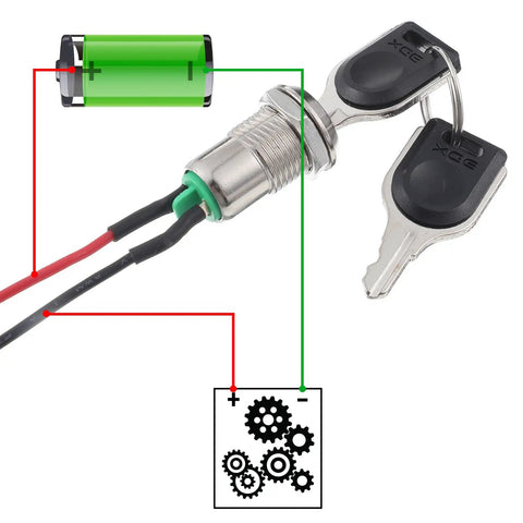 4 Pack 12mm On Off Metal Key Lock Switches With Prewired Leads Rotary Maintained Latching Key Switches Set Includes 8 Keys For battery wiring