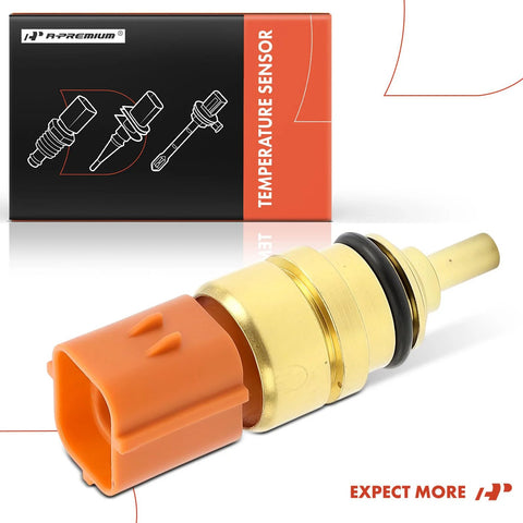 A-Premium 4-pin engine coolant temperature sensor with brass body and orange connector