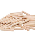 One Quarter Inch By One And A Half Inch Hardwood Dowel Pins, Straight Grooved With Beveled Ends, Imperial Dowel For Furniture, Cabinets, Trim And Dyi Projects, Durable Wood Pins For Strong Joints, 100 Pack arranged in a pile