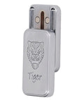 Nifty Tiger Pattern Magnetic Slider Fidget Toy With Built In Rotating Bearing, silver metal design for stress relief.