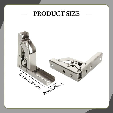 Two Pack 90 Degree Folding Shelf Hinges for Kitchen Cabinet Doors with size dimensions 6.8cm x 2cm shown