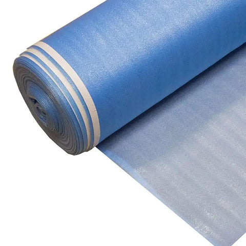 Game Changing 3in1 Vapor Barrier Flooring Underlayment With Pre Attached Tape for Laminate flooring roll, blue, 100 square feet.