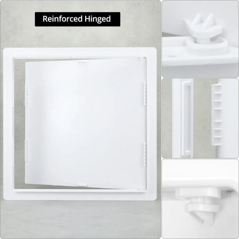 Heavy Duty Plastic Access Panel For Drywall 18x18 Inch removable wall door with reinforced hinge for easy access to plumbing and HVAC lines.