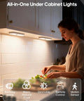Kitchen with Five Pack 6 Inch Wireless Under Cabinet Lights Rechargeable LED Motion Sensor Lights With 3 CCT Dimmable Stick On