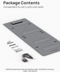 400W Portable Solar Panel, user manual, cables in package for Top Shelf Portable Power Station Featuring 2048 Wh Heavy Duty Battery Bank And 3000 W Instant Output Tied To A Snappy 400 W Solar Panel For Weekend Adventures.