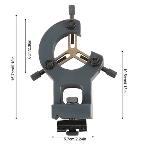 Professional Grade Rock Solid Mini Metal Lathe Steady Rest With Mounting Hardware For WM210V Machines, aluminum alloy center support with dimensions.