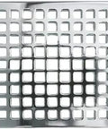 4 Inch Square Shower Drain Grid in Satin Nickel Finish, Decorative Drain Cover for Modern Bathrooms, top view of grid design