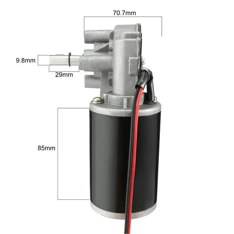 DC 24V 80W Worm Gear Motor With High Torque 4Nm 160RPM Right Angle Reversible Gearbox Electric Motor, 70.7mm x 29mm dimensions