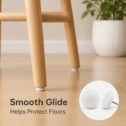 Nail-In Glides For Chairs And Tables 20 Pack With PP Plastic And Metal Pin Choose 15mm 20mm Or 46x14mm White Anti Slip