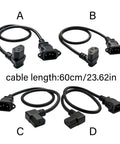 IEC C14 To C13 Power Extension Cable, Right Angle C90 Design, 60 Cm Panel Mount Cord, Solid Copper Core, Smooth Rig Routing, knockout solution.