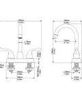 Technical diagram of Matte Black Two Handle Bathroom Sink Faucet With Pop Up Drain And Supply Lines 4 Inch Centerset Design