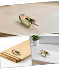 2 Pack Sliding Door Roller Replacement Kit on wooden surface, showing durable steel frame and concave ball bearing wheels.
