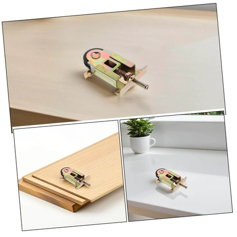 2 Pack Sliding Door Roller Replacement Kit on wooden surface, showing durable steel frame and concave ball bearing wheels.