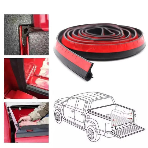 Heavy Duty Thickened Tailgate Weather Strip For Tesla Cybertruck, three meter EPDM seal, installed in cargo bed.
