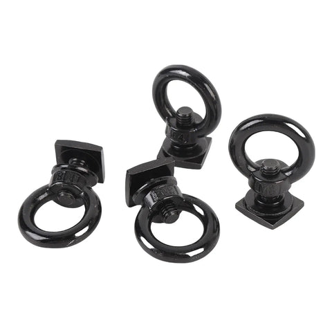 Hella Tough Stainless Steel T Track Mount Tie Down Anchors With M8 Heavy Duty T Slot Locking Rings in black, perfect for secure cargo use.