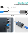 One Pack Usb Hdmi To Rj45 Kvm Dongle Adapter delivering plug and play power over Cat6 cable, shown with cable lengths.