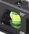 Pro Grade Magnetic Pipe Level Tool For Electrical Conduit Routing Black Die Cast Aluminum showing the spirit level bubble.