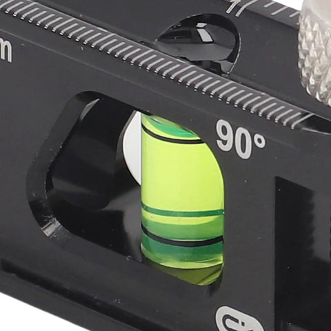 Pro Grade Magnetic Pipe Level Tool For Electrical Conduit Routing Black Die Cast Aluminum showing the spirit level bubble.