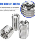 Heavy Duty 302 Stainless Steel Threaded Inserts Set Built Tough Includes Thread Adapters, sleeve reducing nuts, close-up view
