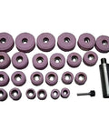 Sioux Valve Seat Pink Grinding Wheels Set 24 Pc Aluminum Oxide 80 Grit Coated Wheels For Valve Seats Stone Holder Star Drive Eleven Sixteenth Inch For DIYers And Pro Shops displayed in a grid layout.