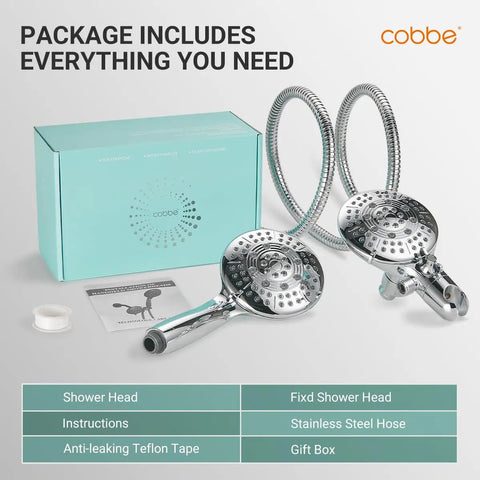 2 In 1 All In One Dual Shower Head System With Rainfall And Handheld Spray, package includes accessories and gift box