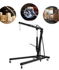 Folding Hydraulic Engine Hoist Cherry Picker 2 Ton 4400 Lbs Capacity Heavy Duty Carbon Steel Shop Crane lifted engine