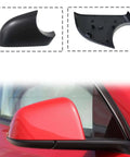 Shop Spec Right Side Mirror Lower Cover Shell For Tesla Model Y 2020 To 2023 Black Aftermarket Replacement Wing Mirror Cap Trim Upgrade Hella Smooth Road Shield displayed with red car.