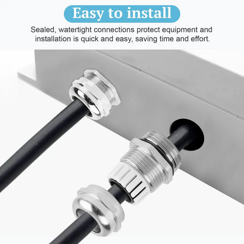 Heavy Duty Tough As Nails 1 Inch NPT Nickel Plated Copper Waterproof Cable Gland 2 Pack With Sealing Nuts Lock Rings And Gaskets Fits Cables 18 To 25 Millimeter For Outdoor Electrical Panels Industrial Equipment And Automotive Use installed on panel
