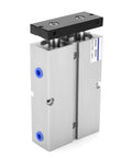 Dual Shaft Pneumatic Air Cylinder 25mm Bore 1in Double Acting With 200mm Stroke 0.1-0.9 MPa, front view showing dual shafts and ports